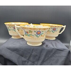 Syracuse China Old Ivory Shalimar Cups Bird Castle Scene Set Of 3 USA